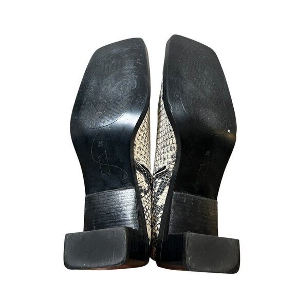 Zara Python Snakeskin Embossed Leather Block Heel Ankle Boots Size 37 US 6.5 - Picture 13 of 13